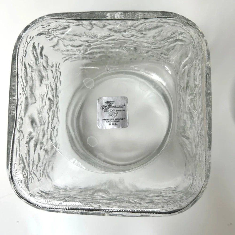 Princess House Vintage Fantasia Crystal Short‎ Canister Jar EUC Floral